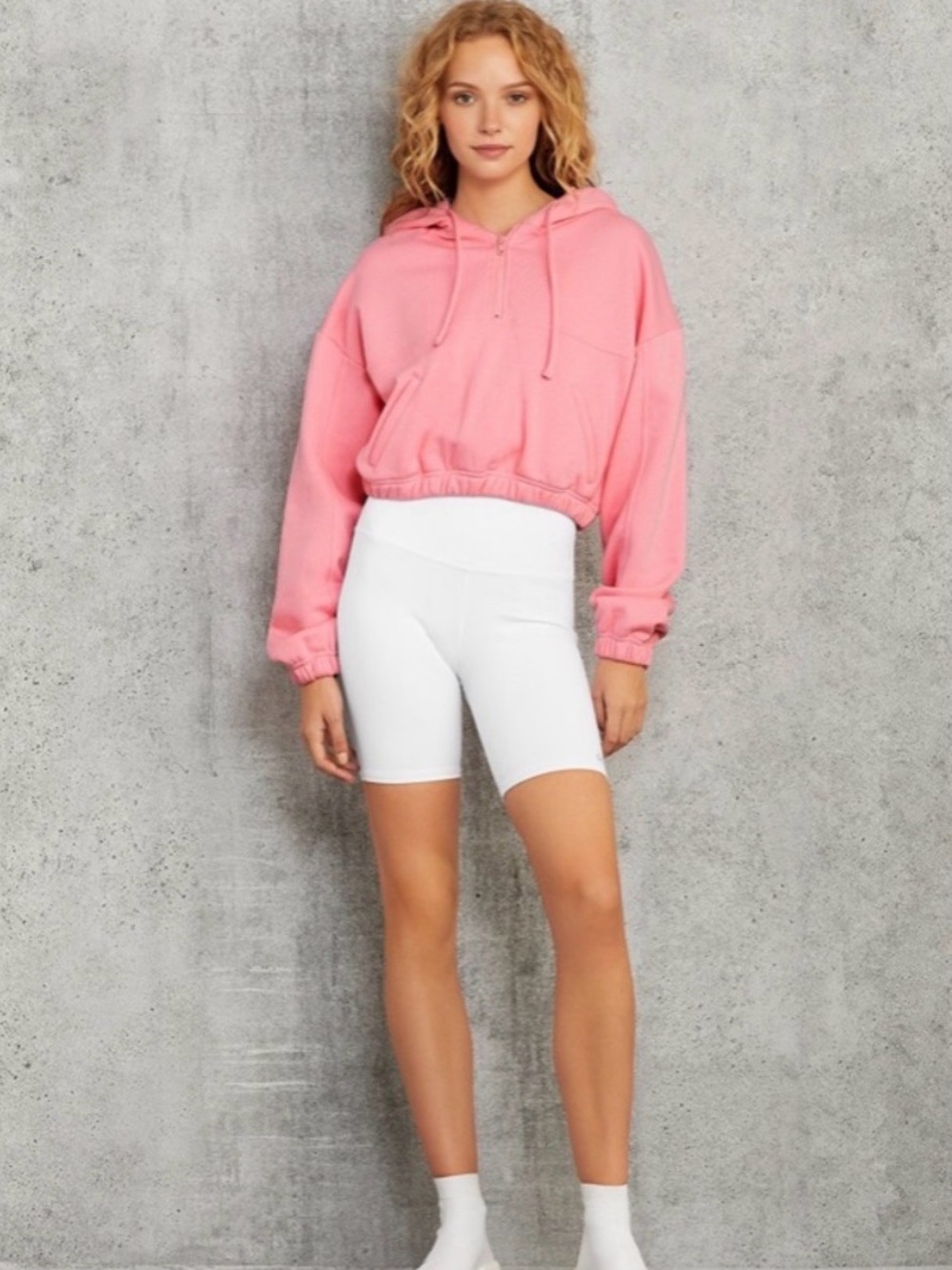 Alo Yoga Stadium Half Zip Hoodie in Macaron Pink - Picture 9 of 9